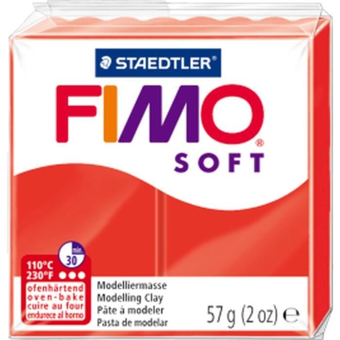 Pâte Polymère FIMO - Marque FIMO - Modèle Soft - Couleur Rouge Indien - 56g