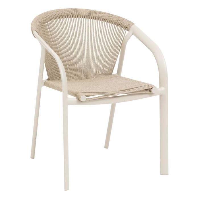 Fauteuil de jardin empilable Riu argile & beige aluminium - Hespéride