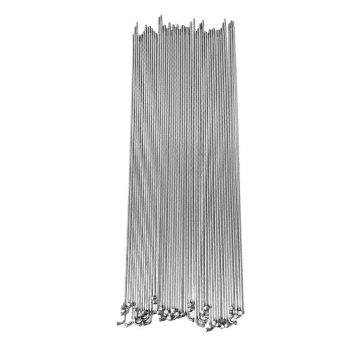 36 Rayons De Roue De Vélo 14G – Acier Carbone Galvanisé, Avec écrous, Longueur 72 Mm, Couleur Argent, Pour VTT Et Ville