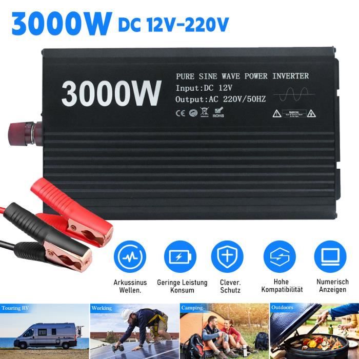 Convertisseur Pur Sinus 24V/220V 1700W - 4 Prises UE, Écran LCD - Pour Camping-Car, Camion