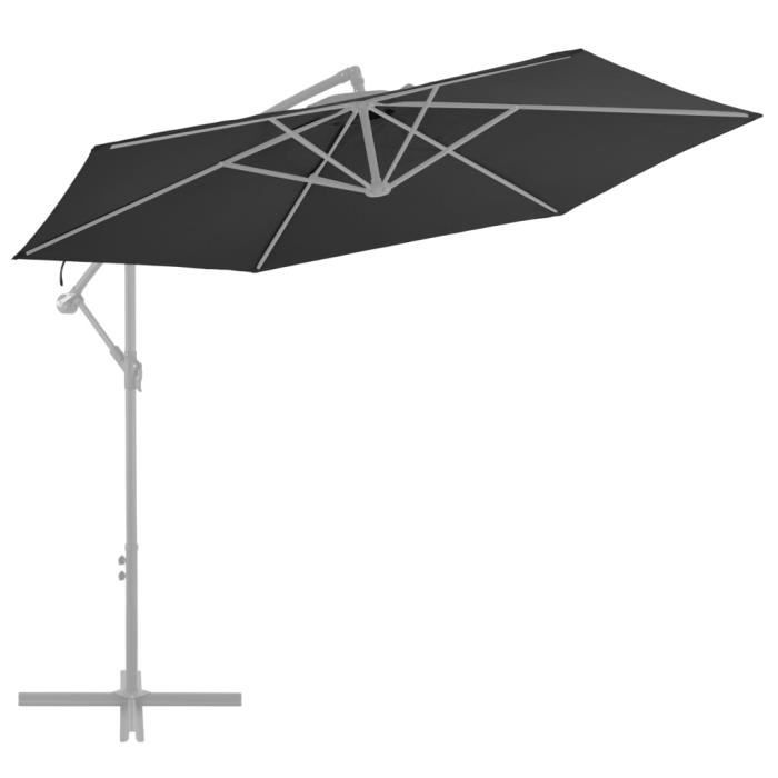 Tissu de remplacement pour parasol déporté Noir 300 cm LY1192