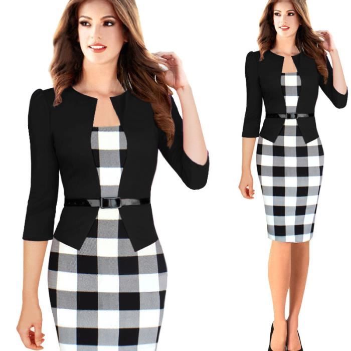 Robe Femme Vetement Treillis Dame De Bureau Noir Achat Vente Robe Soldes Sur Cdiscount Des Le 20 Janvier Cdiscount