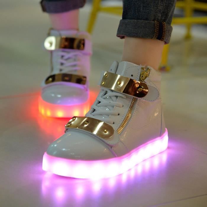 Chaussures De Sport LED Clignotantes Rechargeables USB - Pour Femme Et Homme - 7 Couleurs, Imperméables - 5