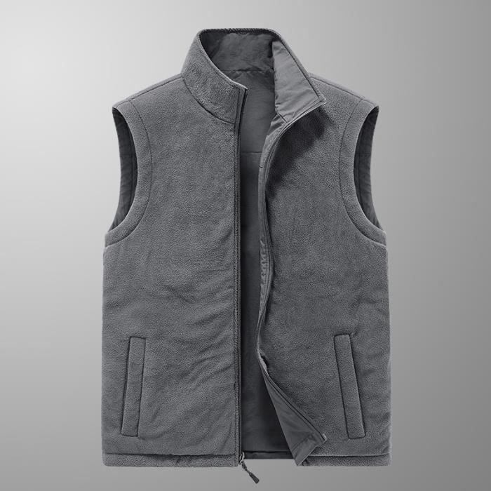 Veste Col V Homme Gilet Homme Sans Manches En Tricot - Doublure Polaire, Fermeture Éclair | Col V, Coupe Ajustée, Poches Cardigan Sans Manches Doublure Polaire
