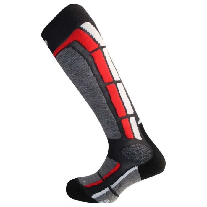 chaussette de ski monnet backside coloris gris, rouge