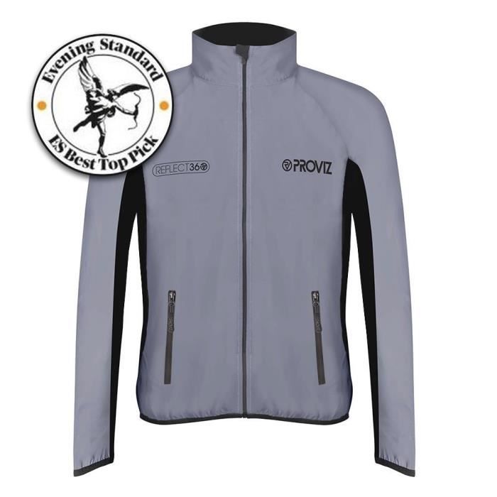 veste de course à pied reflect360 pour hommes - proviz - gris - réfléchissante - légère - respirante