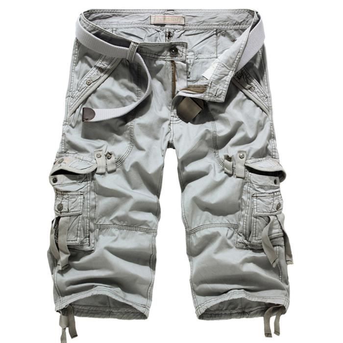 Bermuda de Marque Luxe salopette mince gris Homme Cargo Grande