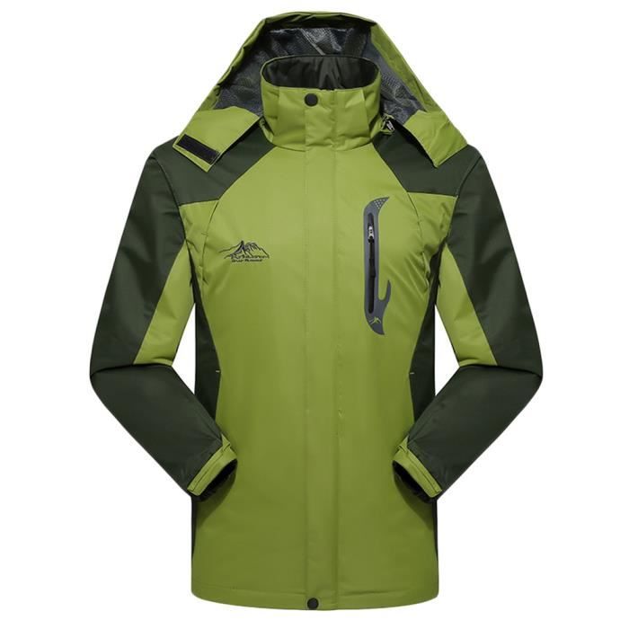 Veste Imperméable Homme – Coupe-vent Respirante – Capuche – Pour Randonnée, Running, Hiver – Grande Taille Disponible