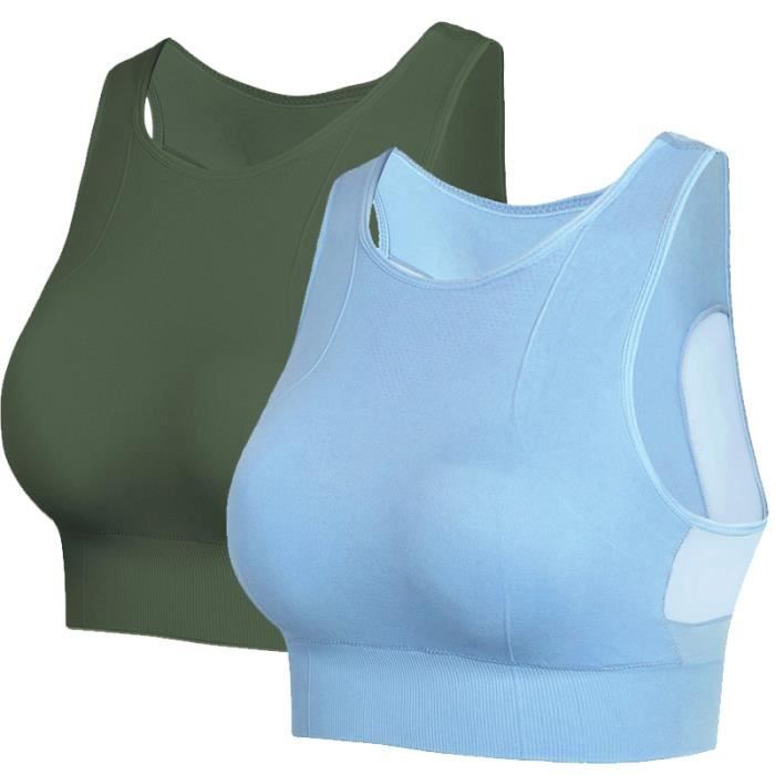 Lot de 2 Brassiere De Sport Femme Soutien-Gorge de Sport Antichoc sans Couture bleu - Fitness - XL BRICK RED