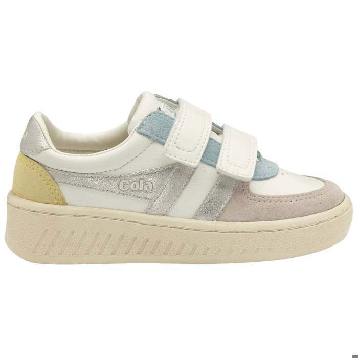 Gola Baskets scratch enfant - GOLA - Grandslam Quad - Blanc 4 couleurs - Fermeture scratch - Tige synthétique