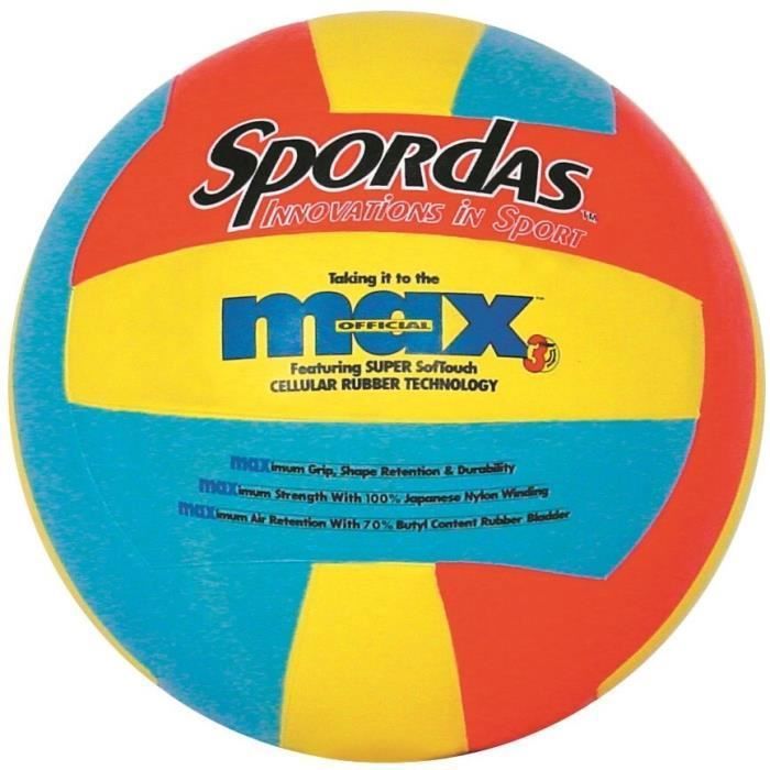 Ballon de volley enfant Spordas Max Super Soft Touch - rouge/bleu/jaune - Taille 5 - Sport