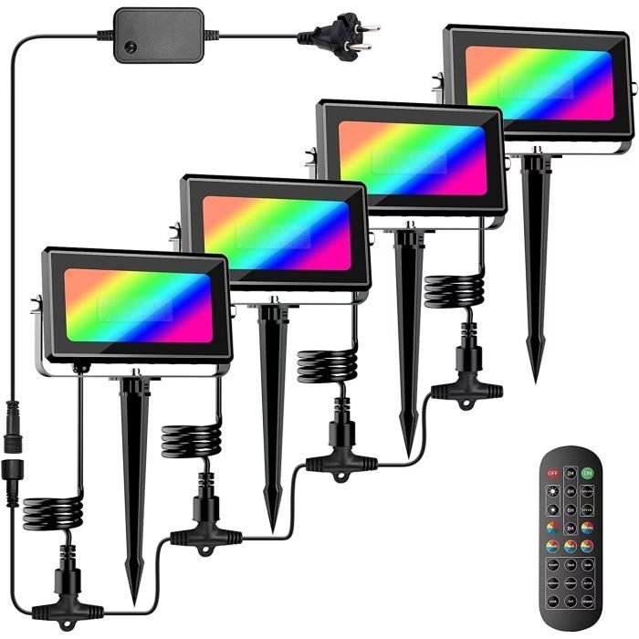 Projecteur LED RGB Exterieur, équivalent 250W, Barre LED avec télécommande, Spot LED Couleur