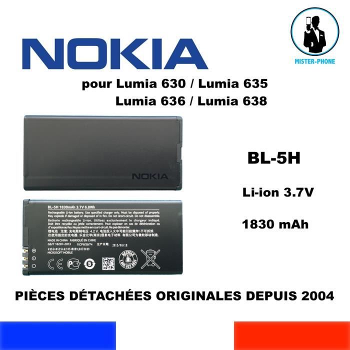Batterie Originale D'origine Nokia Lumia 630, 638, 635, 636 Standard [100% Original Officiel, T&eacute;l&eacute;phone Non Inclus] OEM BL-5H - T&eacute;l&eacute;phonie