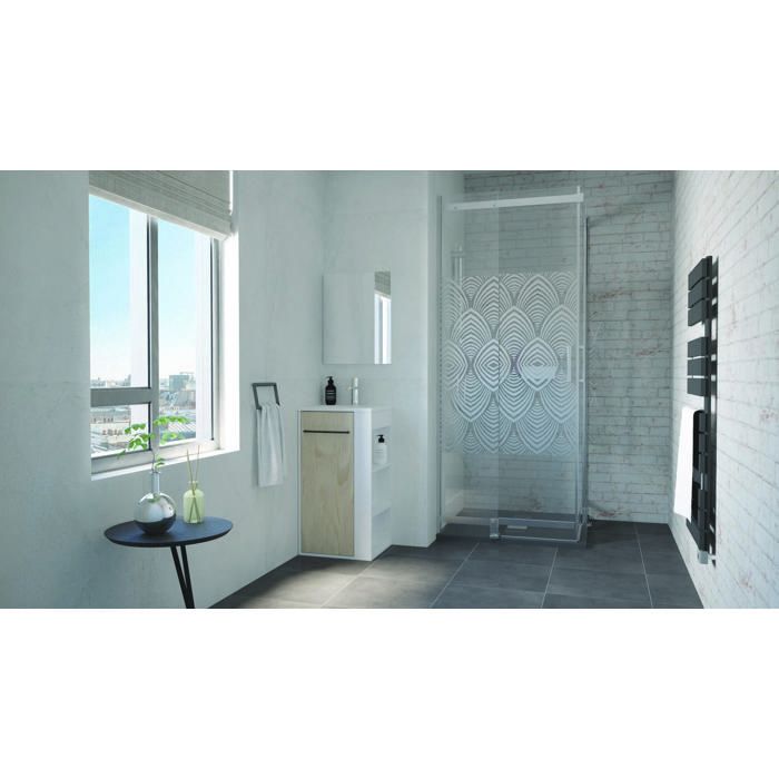 ONDEE ZEN Meuble lave-mains à poser NOVA - version droit - Blanc - mélaminé - miroir