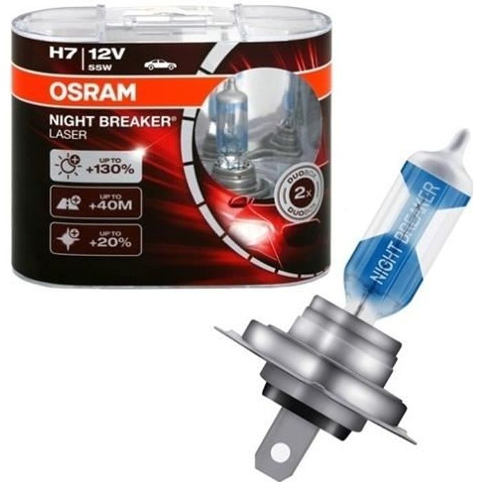 2 AMPOULE H7 12V 55W OSRAM NIGHT BREAKER LASER +130% +40M +20 - Cdiscount  Auto