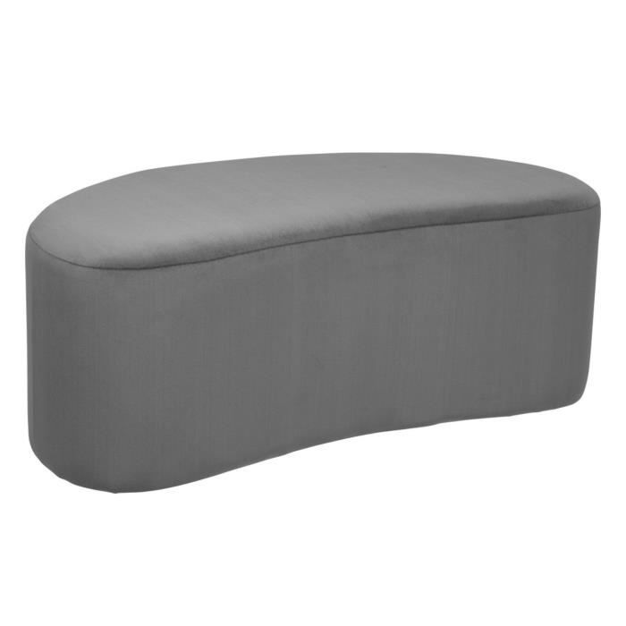 banc d'assise en velours coloris gris foncé - longueur 98  x profondeur 50  x hauteur 35  cm