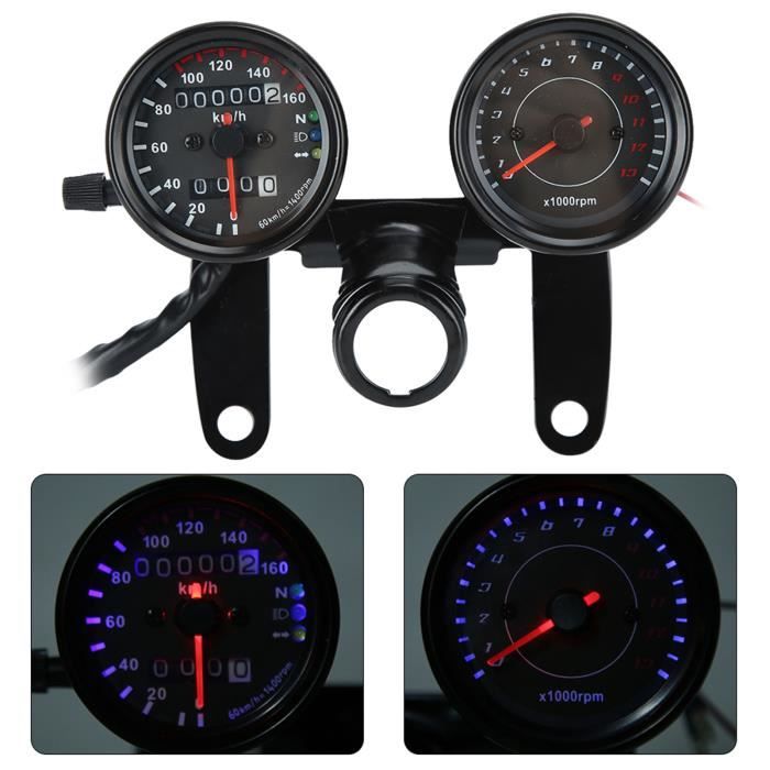 Compteur Universel LCD Pour Moto - Compteur Vitesse Et Kilométrage, Noir
