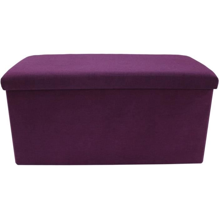 pouf boite de rangement, coffre de rangement violet porte-jeux, coton, pour entree salon - dimensions: 37 x 76 x 38 cm (hxlxl[j3185]