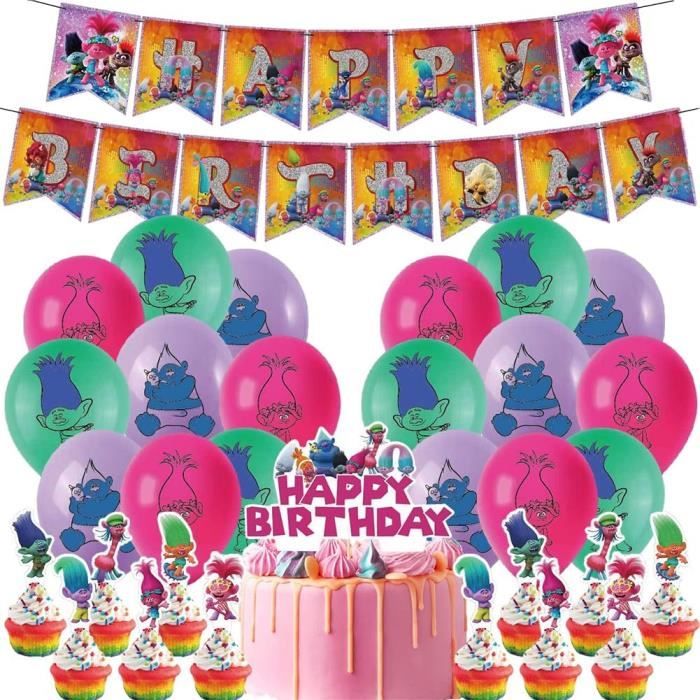 Décoration Anniversaire Trolls, 33 Pcs Trolls Party Supplies, Trolls Décorations De Fête