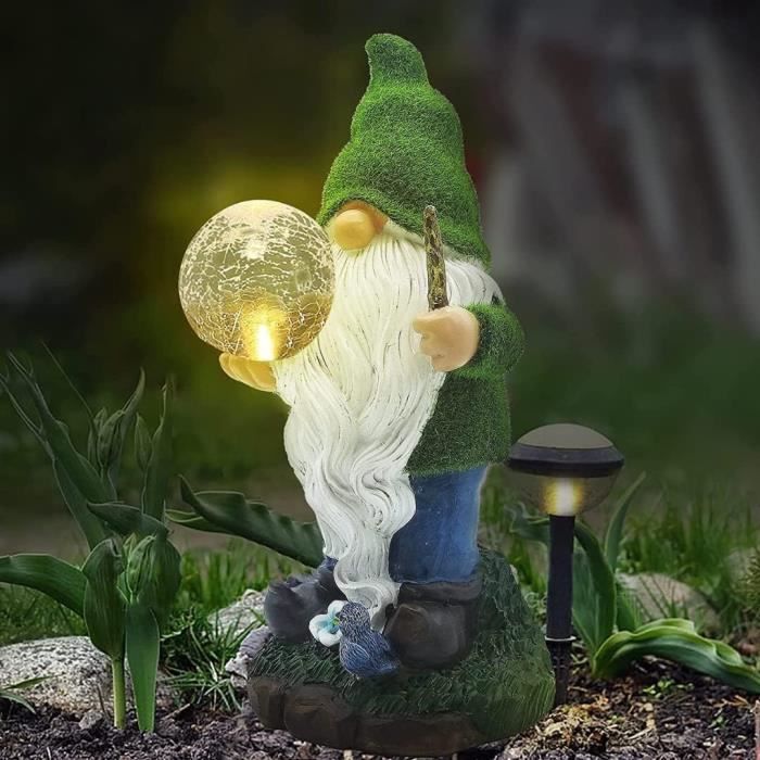 Statue De Nain De Jardin Solaire En Résine - Lumière La Nuit, Décoration Charmante