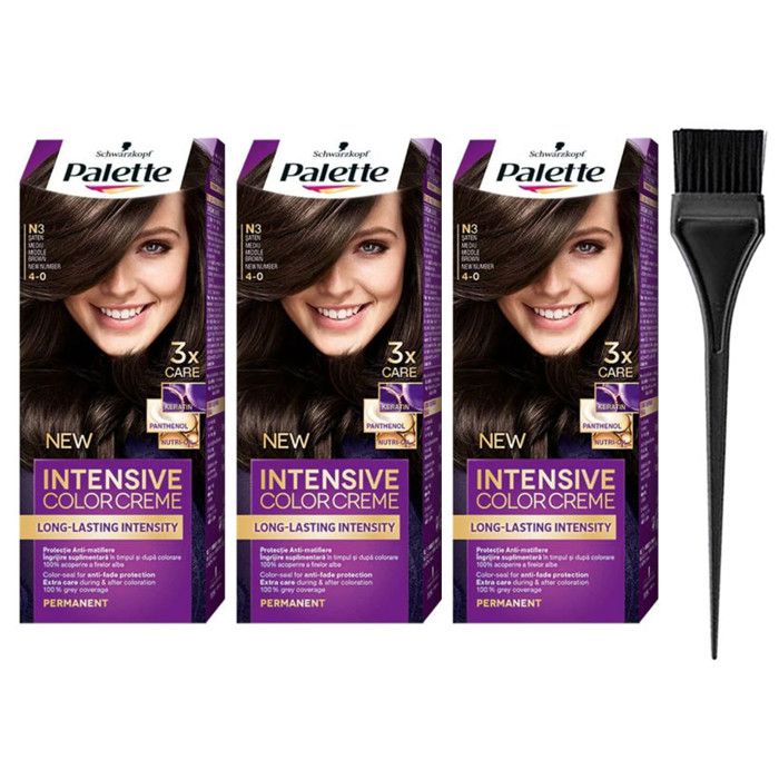 3 x Brun Moyen N3 (4-0) Palette ICC Teinture Pour Cheveux Coloration  Permanente + Set Outil Coiffure Coloration - Cdiscount Au quotidien