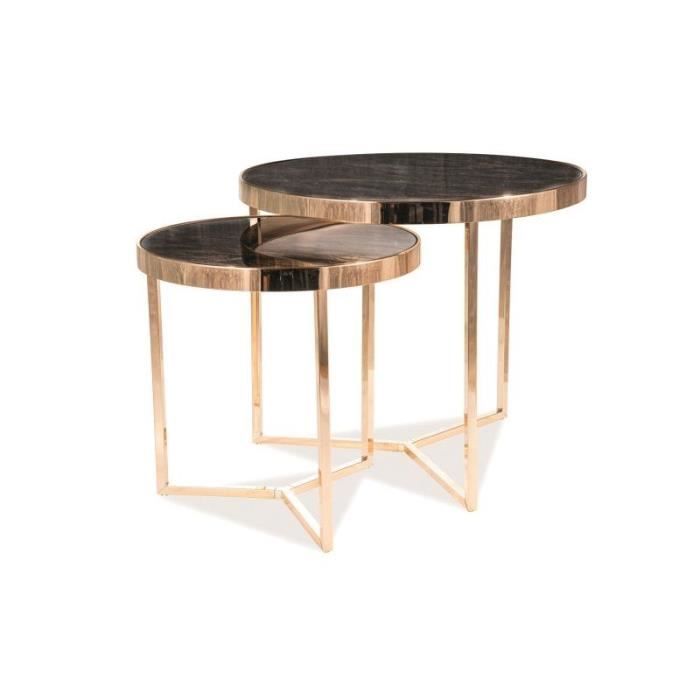 signal Table basse DELIA II MARBRE / OR (SET) - 5901477282492