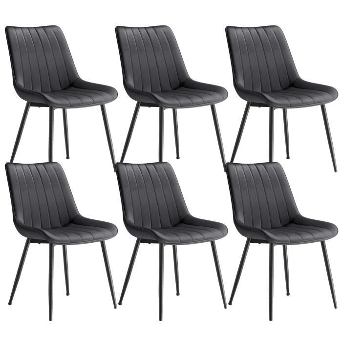 Lot de 6 Chaises de Salle à Manger Supportant Jusqu’à 120 kg Pied en Acier Dossier Ergonomique Gris et Noir dEncre Lot de 6 Chaises de Salle à Manger Supportant Jusqu’à 120 kg Pied en Acier Dossier Ergonomique Gris et Noir dEncre