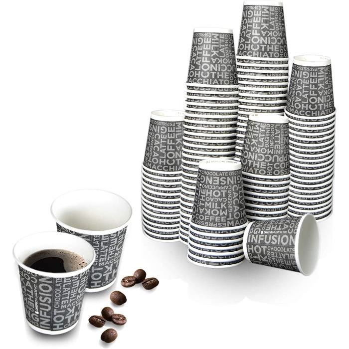 500 Verres En Papier 90ml - Motif Café Havane - Biodégradables Pour Boissons Chaudes/Froides