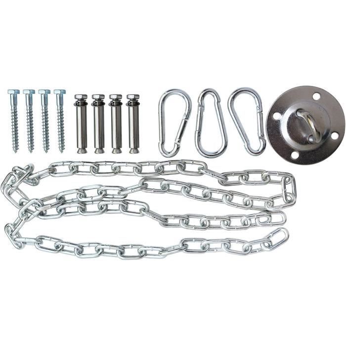 Kit De Fixation Pour Balançoire Ou Hamac - 2 Sangles Polyester 200 Cm, Mousquetons, Coussins Arbre - Support 900 Kg