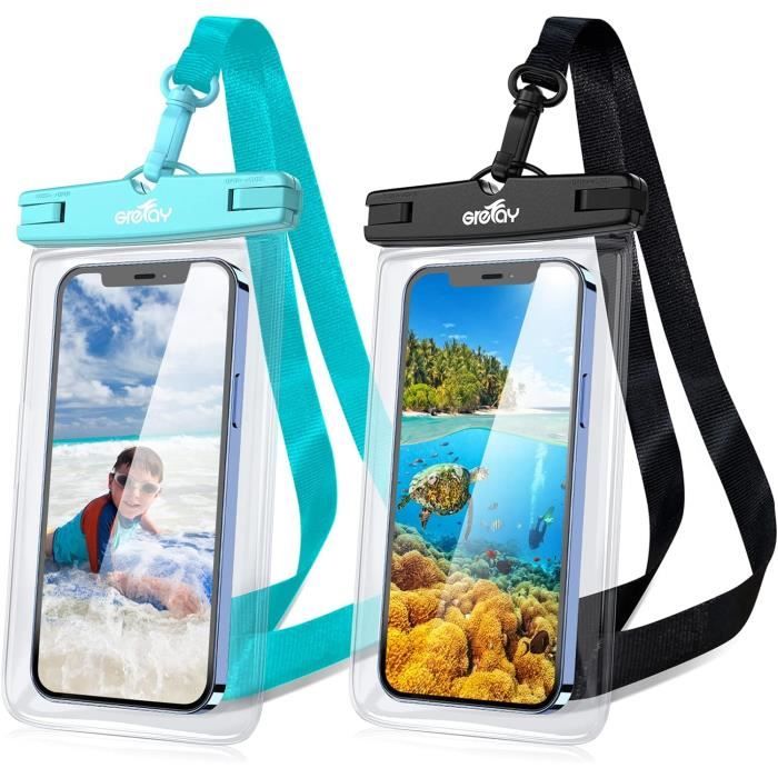 Lot De 2 Pochettes Étanches Pour Smartphone – IPX8, Transparent, Dragonne | Pour Plage, Piscine, Sports Nautiques