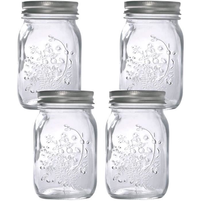 1x 2L Scandi Pot de Conservation en Verre - Couvercle en Métal Argenté