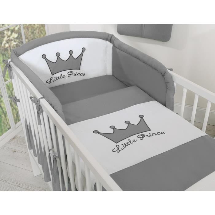 4 Pieces Housses De Couette Et D Oreiller Pour Lit Bebe 1x60 Ciel Tour De Lit Prince Gris Anthracite Cdiscount Puericulture Eveil Bebe