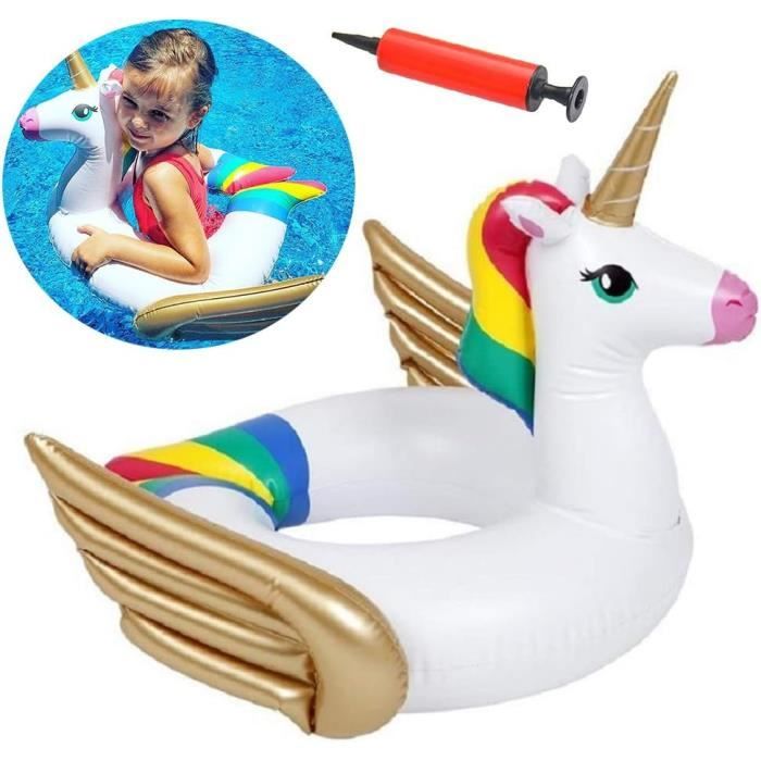 Licorne Gonflable – Anneau De Natation 70 Cm – Bouée Piscine Matelas Flottant – Vert – Dès 6 Mois