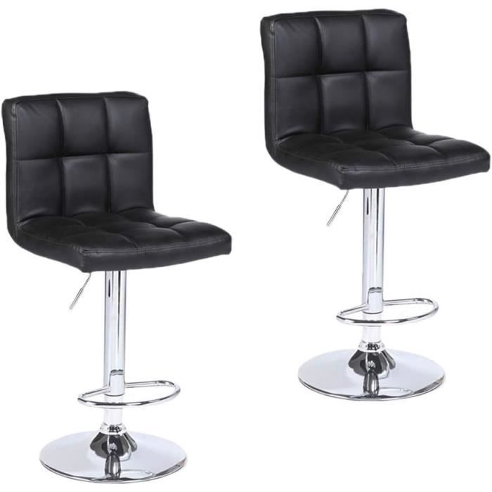 Lot De 2 Tabourets De Bar Réglables - Avec Dossier, Repose-pieds Et Siège Rembourré - Hauteur 90-110 Cm, Pivotant 360°
