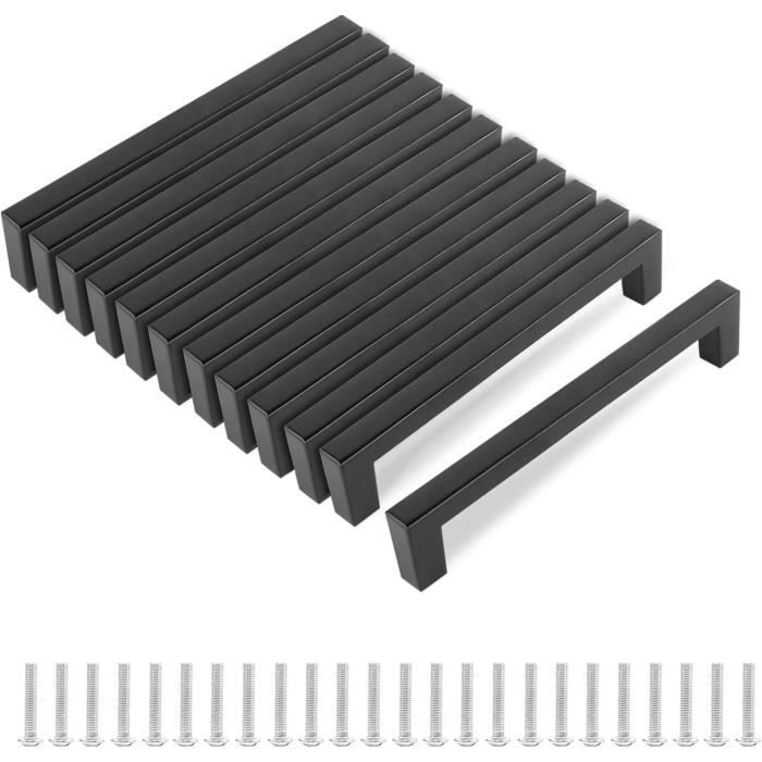 Lot De 25 Poignées De Meuble Noires Goldenwarm – Solides, Satinées, Entraxe 128 Mm