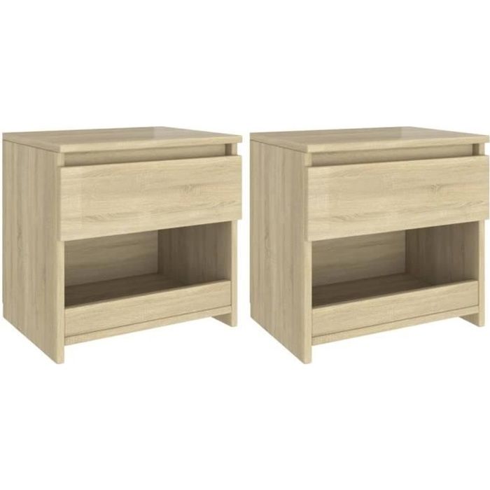 Table de chevet - VIDAXL - Chêne sonoma - 2 pcs - 40x30x39 cm - 1 tiroir et 1 compartiment