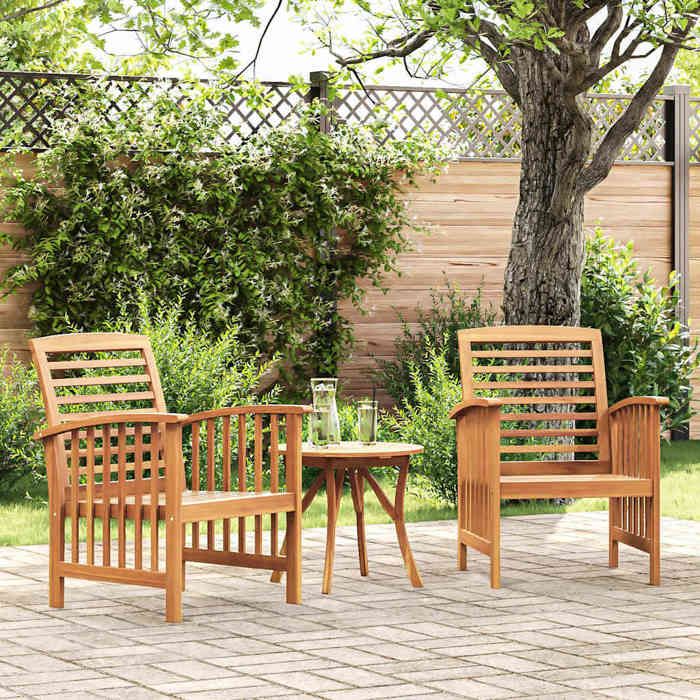 vidaXL Chaises de jardin Bois d'acacia Lot de 3 - vue 4