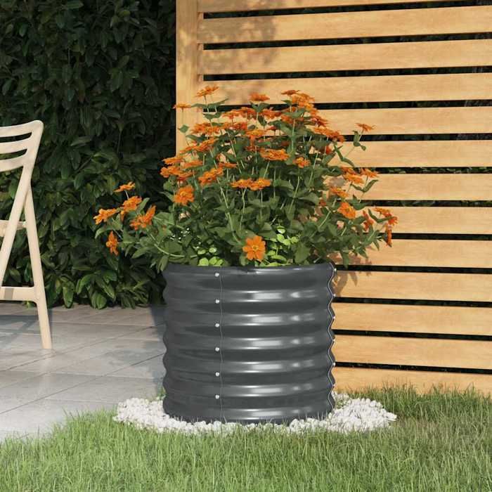 vidaXL Jardinière de Jardin Pot à Fleurs Boîte à Plantes Lit Surélevé Patio Terrasse Extérieur Acier Galvanisé 40x40x36 cm 318846