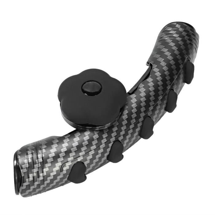 Pommeau De Volant Style Fibre De Carbone Noir Pour Personnalisation Auto - Métal, Dimensions 8,5 X 8 X 6 Cm