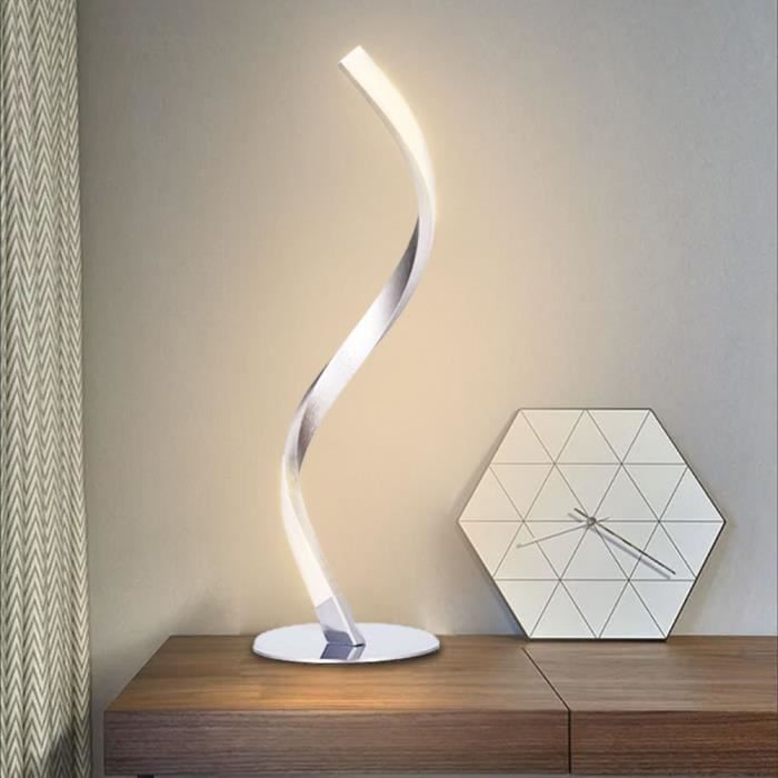 Lampe de table spirale LED 6 W 3000 K blanc chaud Lampe de chevet pour chambre à coucher Blanc froid lumière naturelle blanc