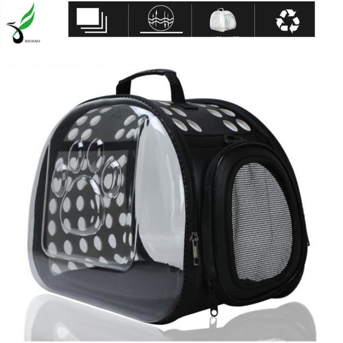 Comparer les prix de XICHAO - Lot de 3 PACK Sac de transport chat/chien “Urbain” Noir transparent sac à mian bandoulière respirable démontable Taille S