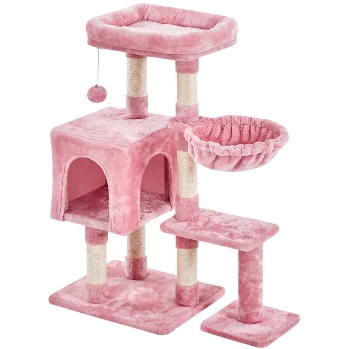 Meilleurs prix pour Yaheetech Arbre à Chat Arbre à Grimper Griffoir avec Plate-Forme Centre d'activités et Boule en Peluche Hauteur 96cm Rose
