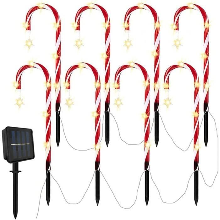 Déco De Noël LED Beliani – Canne En Métal Rouge/blanc, IP55 Int/ext