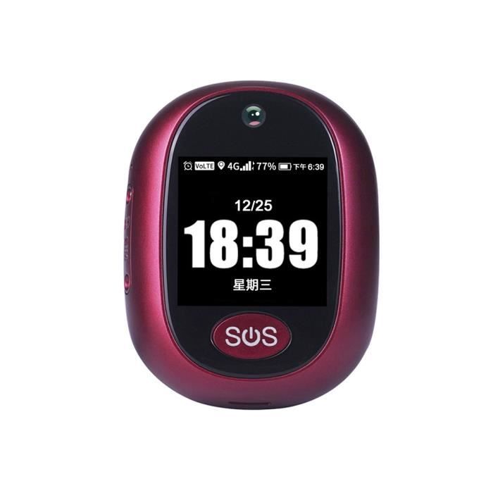 Pendentif Traceur GPS 4G Appel SOS Etanche pour Enfant Senior Rouge - YONIS