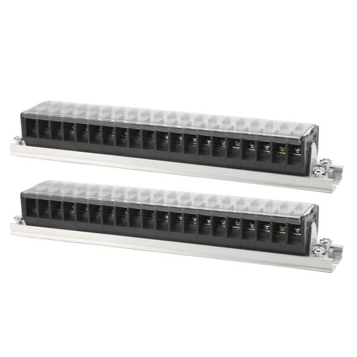 Bornier Barrière 660V 60A - 10 Positions Double Rangée - Pour Rail DIN - Uxcell