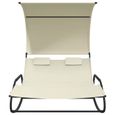 Transat chaise longue bain de soleil lit de jardin terrasse meuble d exterieur double a bascule avec auvent 175,5 x 137,-1