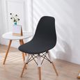Housse de chaise salle à manger extensible pour 2 chaises scandinave tissu coussins d'assise elastique chaise deco, noir lot de-1