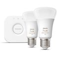 Philips Hue White and Color Ambiance, Kit de démarrage 2 ampoules E27, 75W, Bluetooth, fonctionne avec Alexa, Google et Homekit-1