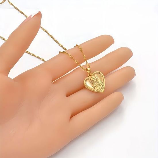 Collier Religieux Plaqué Or Collier Médaille Baptême Communion