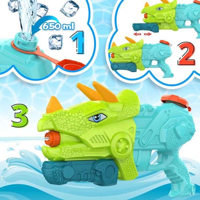 Lot De 3 Pistolets à Eau SULOLI – Bleu Marine, Bleu, Gris, 19x15x5 Cm, ABS Sans BPA, Pour Enfants Et Adultes, Jeux D'été Extérieurs